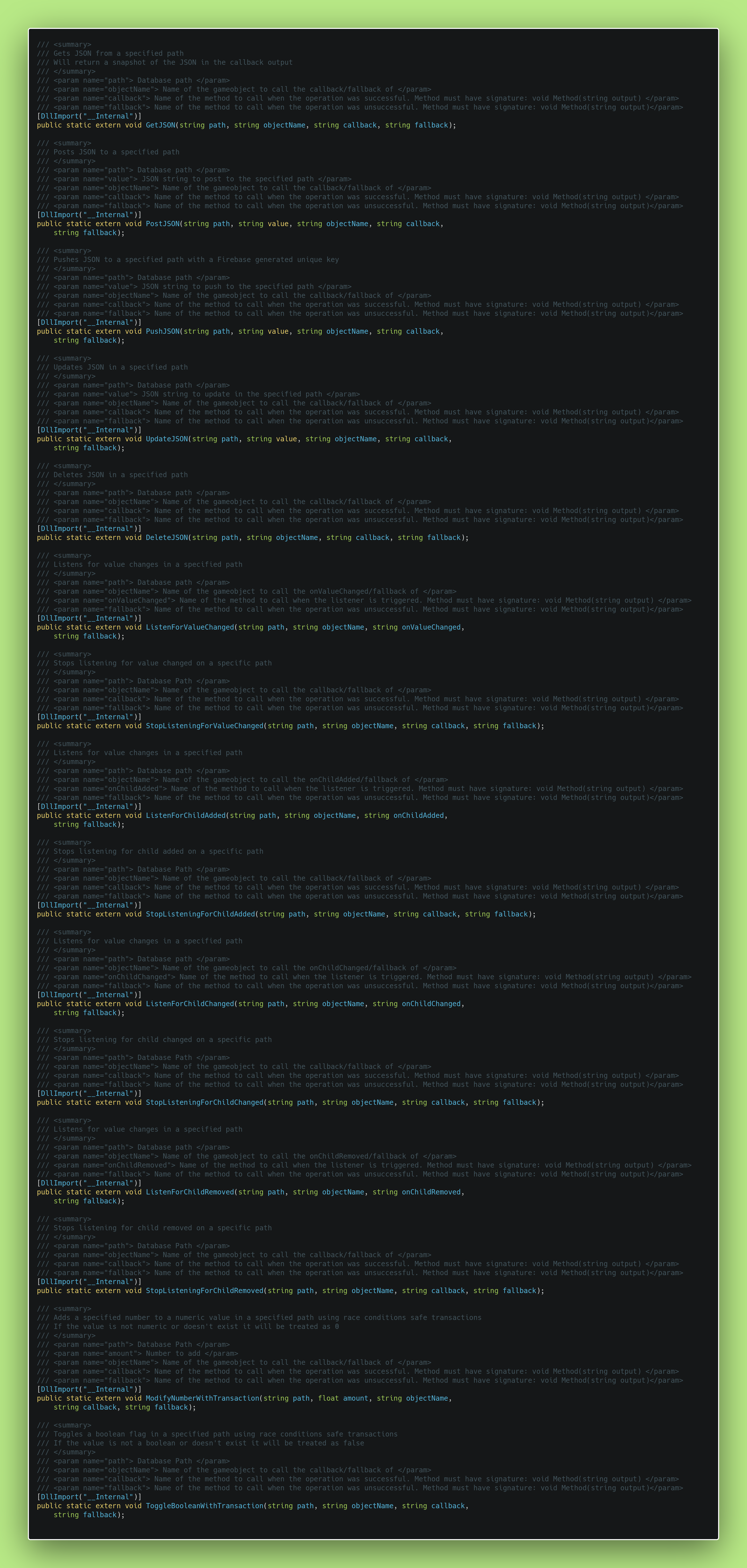 Realtime Database Methods