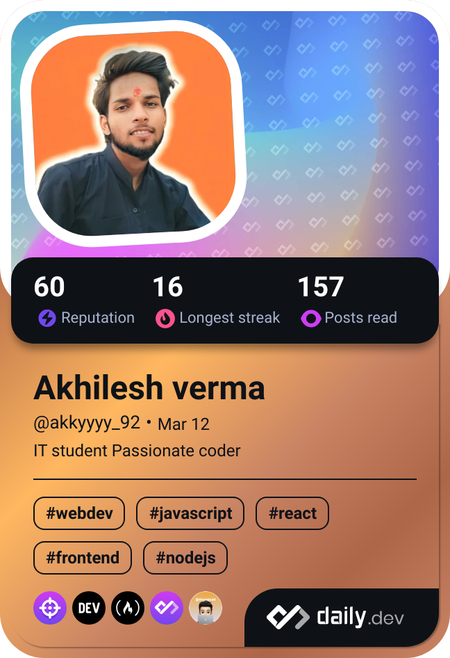 Akhilesh verma's Dev Card