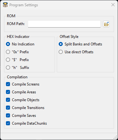Program Settings Window