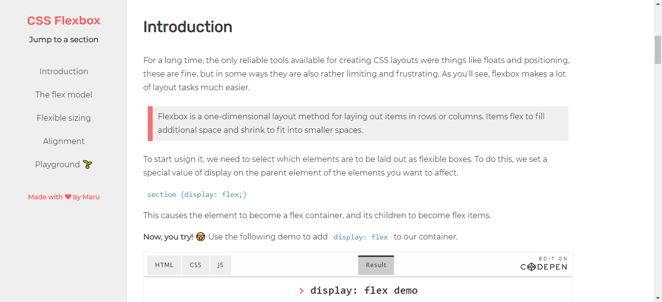 GitHub - marugy99/flexbox-doc: A Flexbox Documentation Page with ...