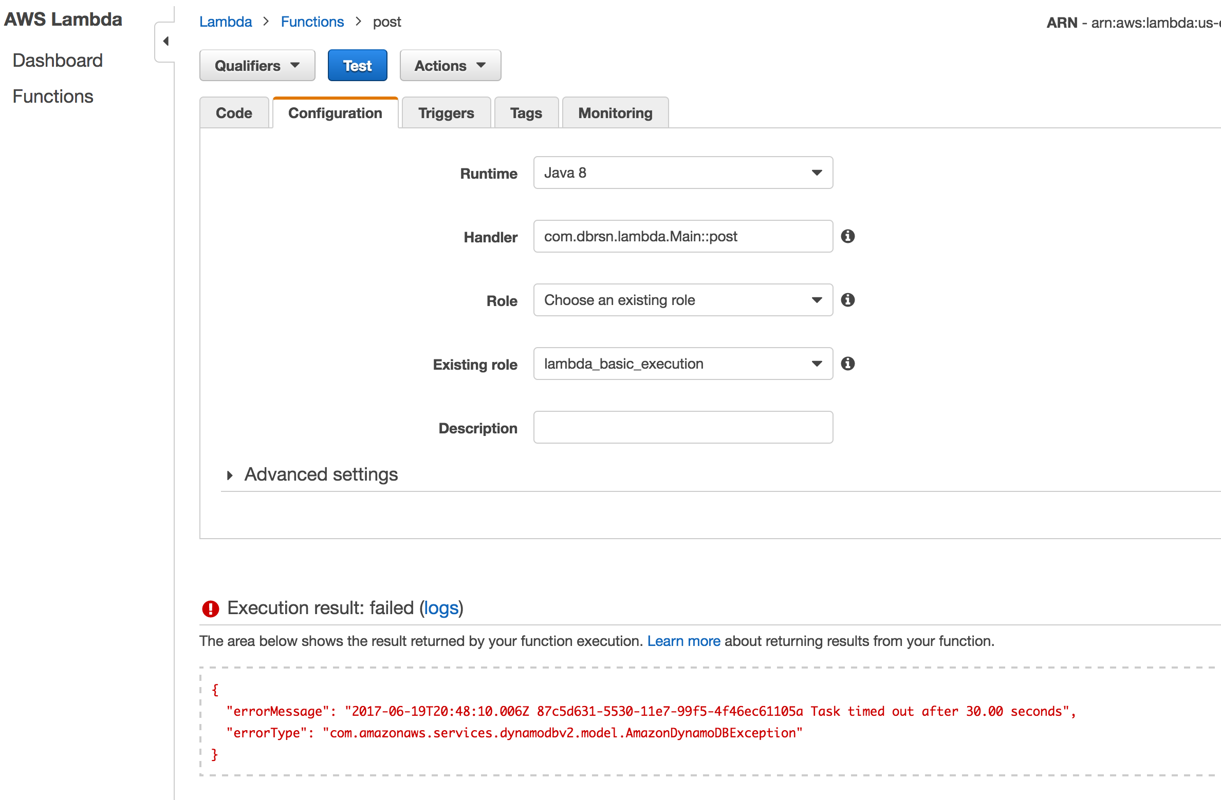 DynamoDB authorization error