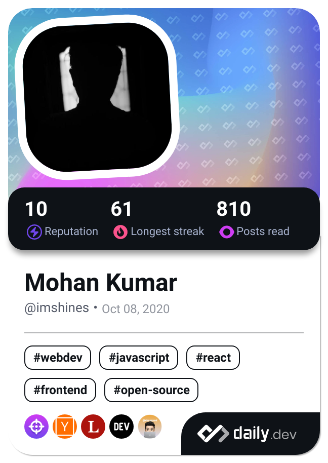 Mohan Kumar's Dev Card