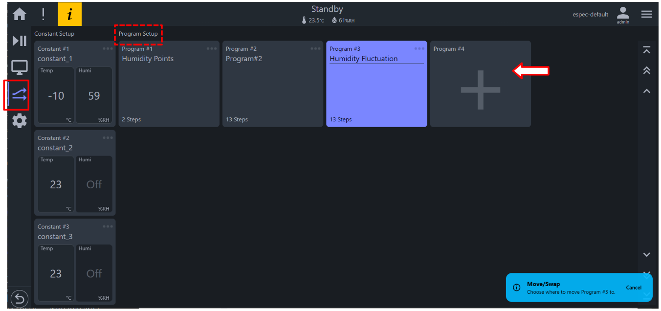 Select Program 4 to move Program 3 in