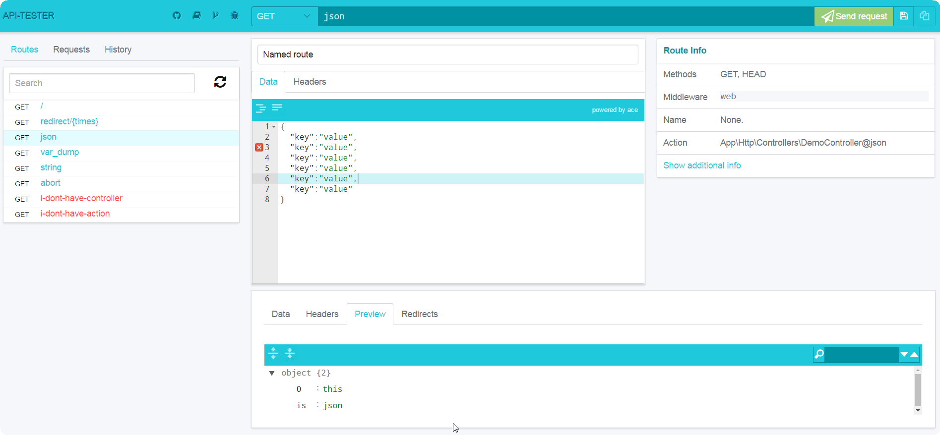 laravel-api-tester