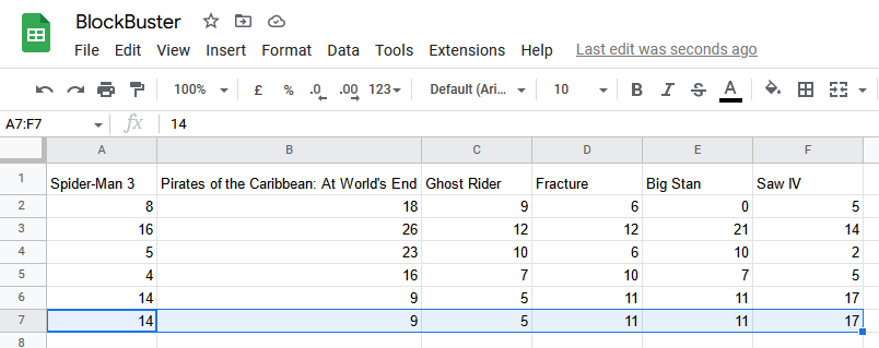 Total feature - spreadsheet