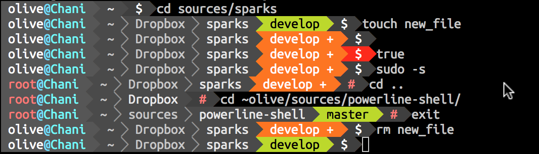 Powerline screenshot in an OSX terminal with bash