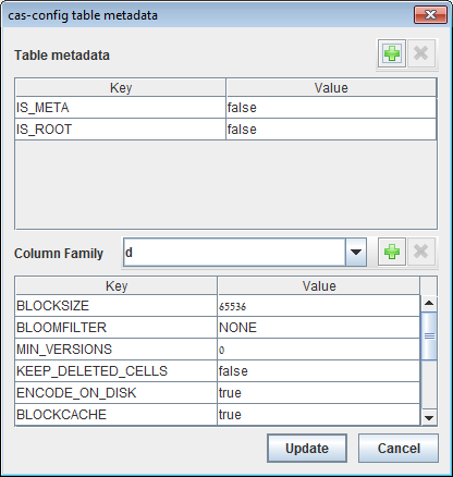 Table metadata dialog