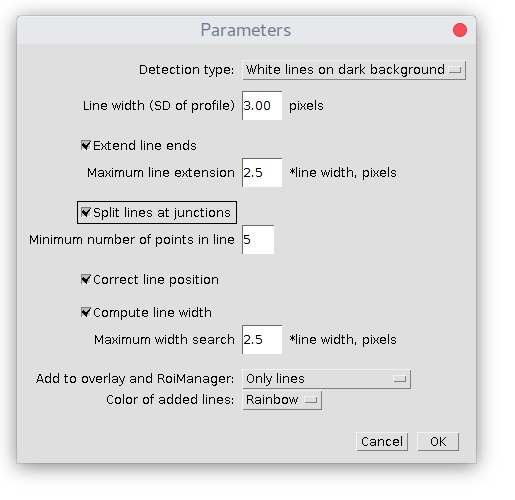 parameters dialog