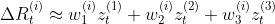 \Delta{R_{t}^{(i)}} \approx w_{1}^{(i)}{z_{t}^{(1)}} + w_{2}^{(i)}{z_{t}^{(2)}} + w_{3}^{(i)}{z_{t}^{(3)}}