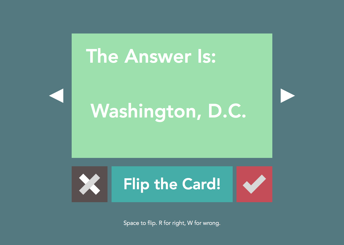 The updated answer card design, with arrows.