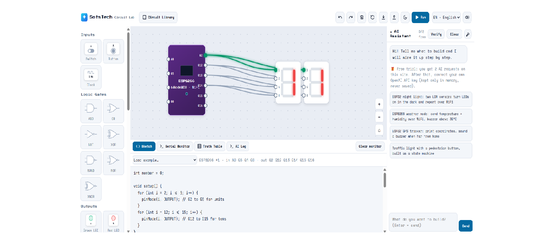 Logic Circuit Lab — main interface