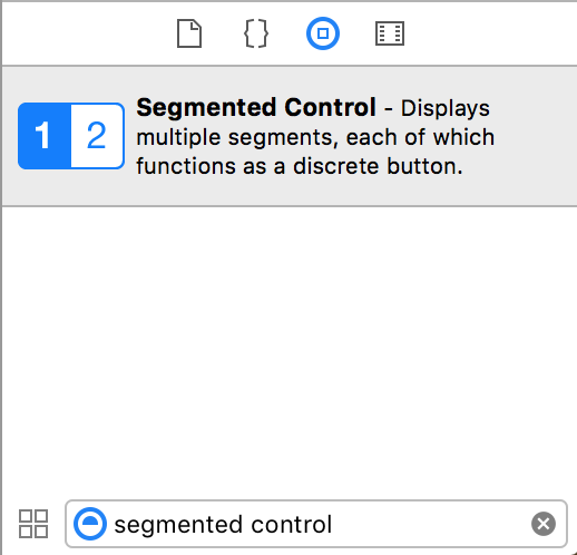 Segmented control in the object library