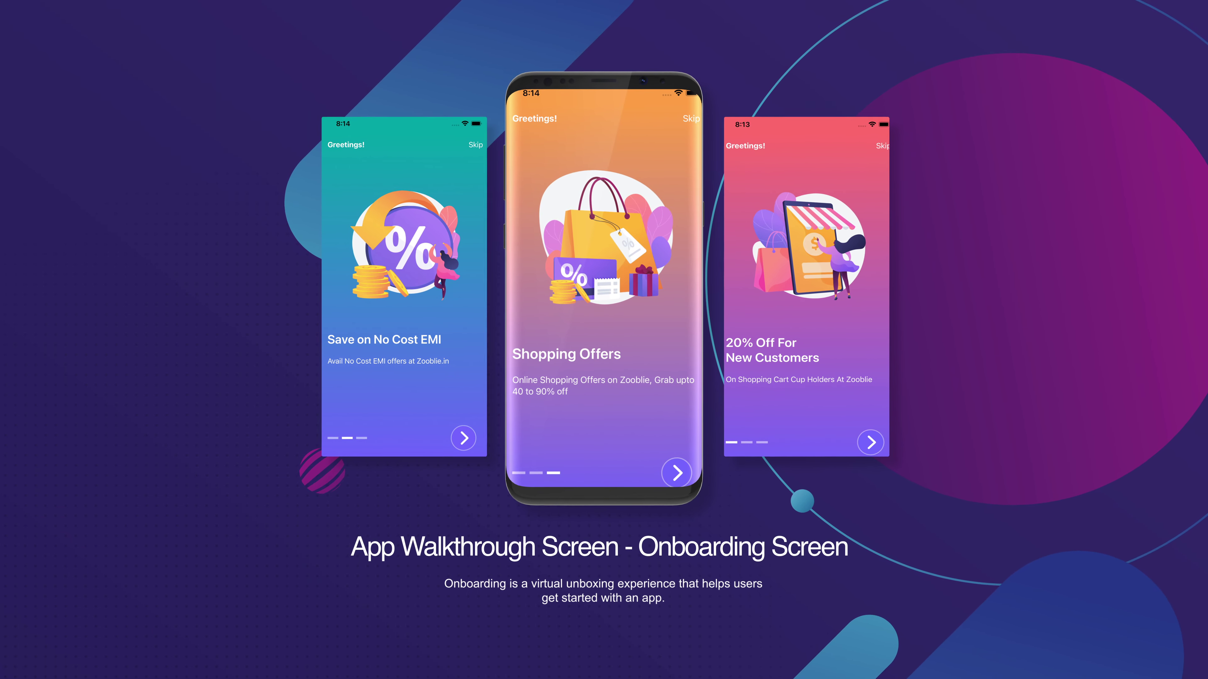 App Walkthrough or Onboarding or App Intro Screen