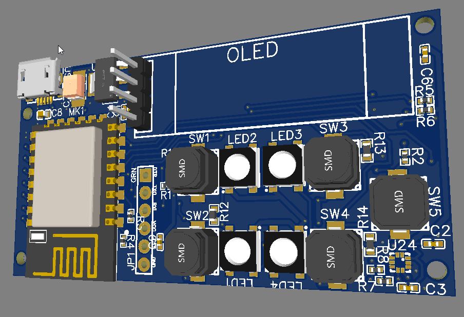 5 Button Board Render