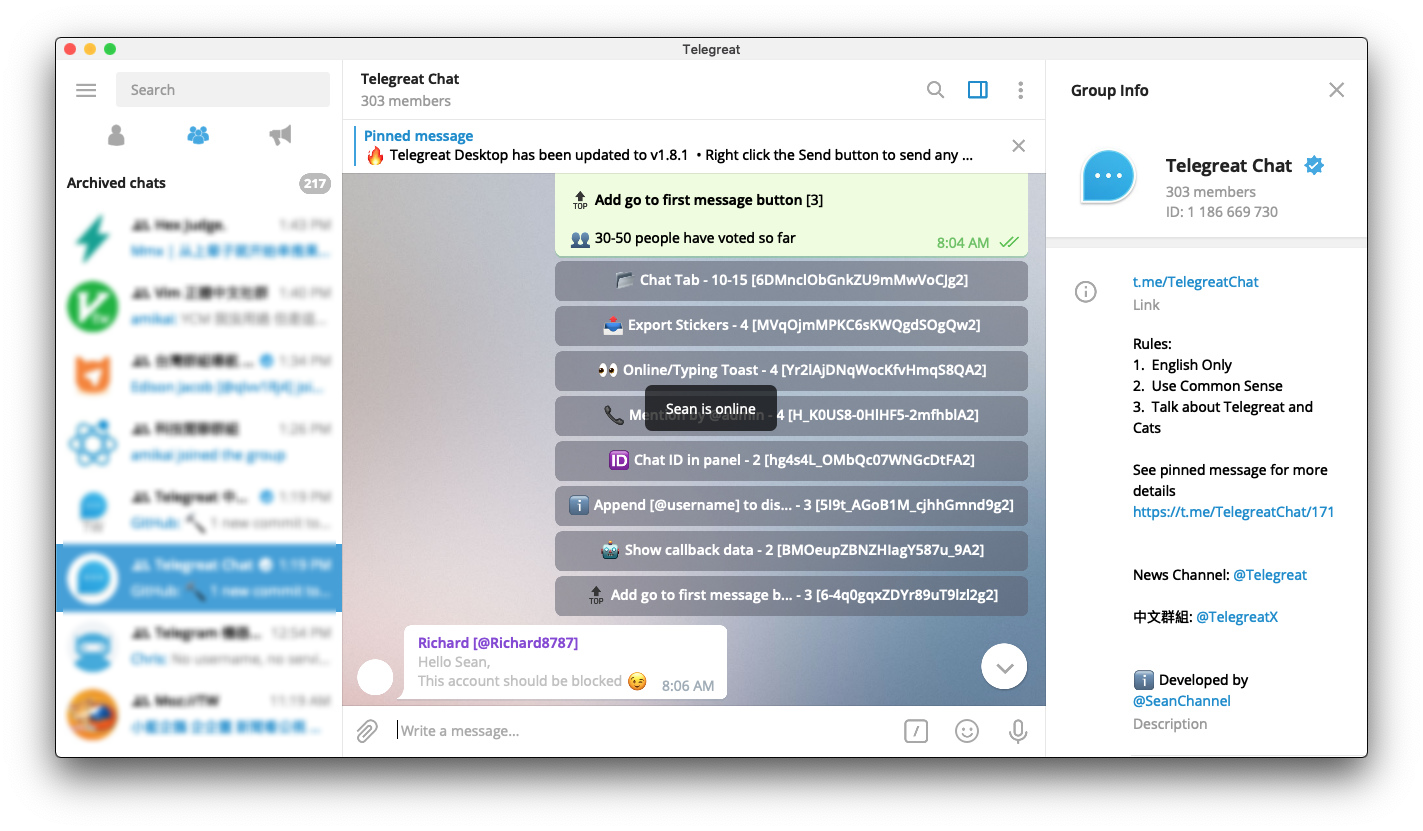 Preview of Telegreat Desktop