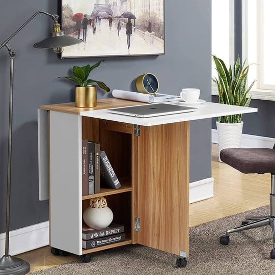 jomeed-folding-dining-kitchen-table-with-drawer-and-2-layer-storage-shelf-white-1