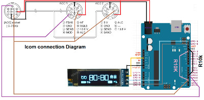 Icom Arduino OLED timer Connection Diagram