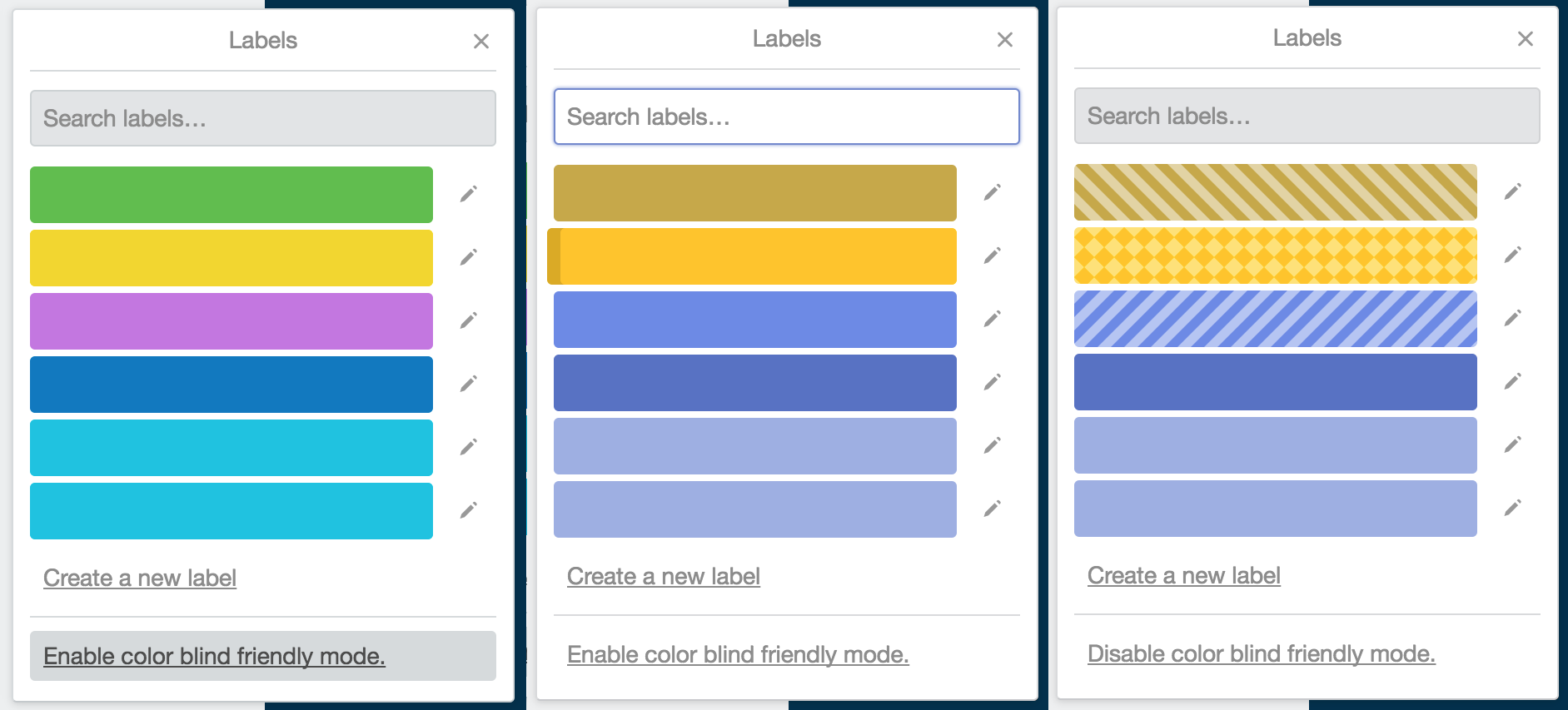 Trello labels as a color blind