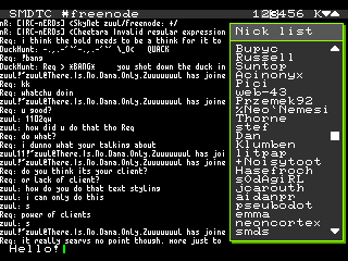 Screenshot of the IRC client