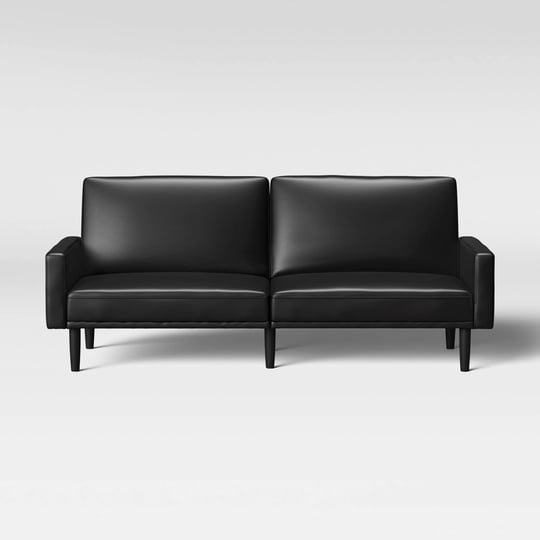faux-leather-futon-sofa-with-arms-black-room-essentials-1
