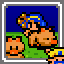 Blue haired dancer with yellow bow surrounded by pigs