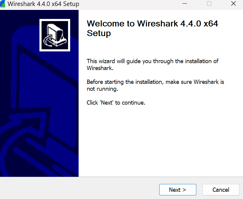 Wireshark installation wizard.