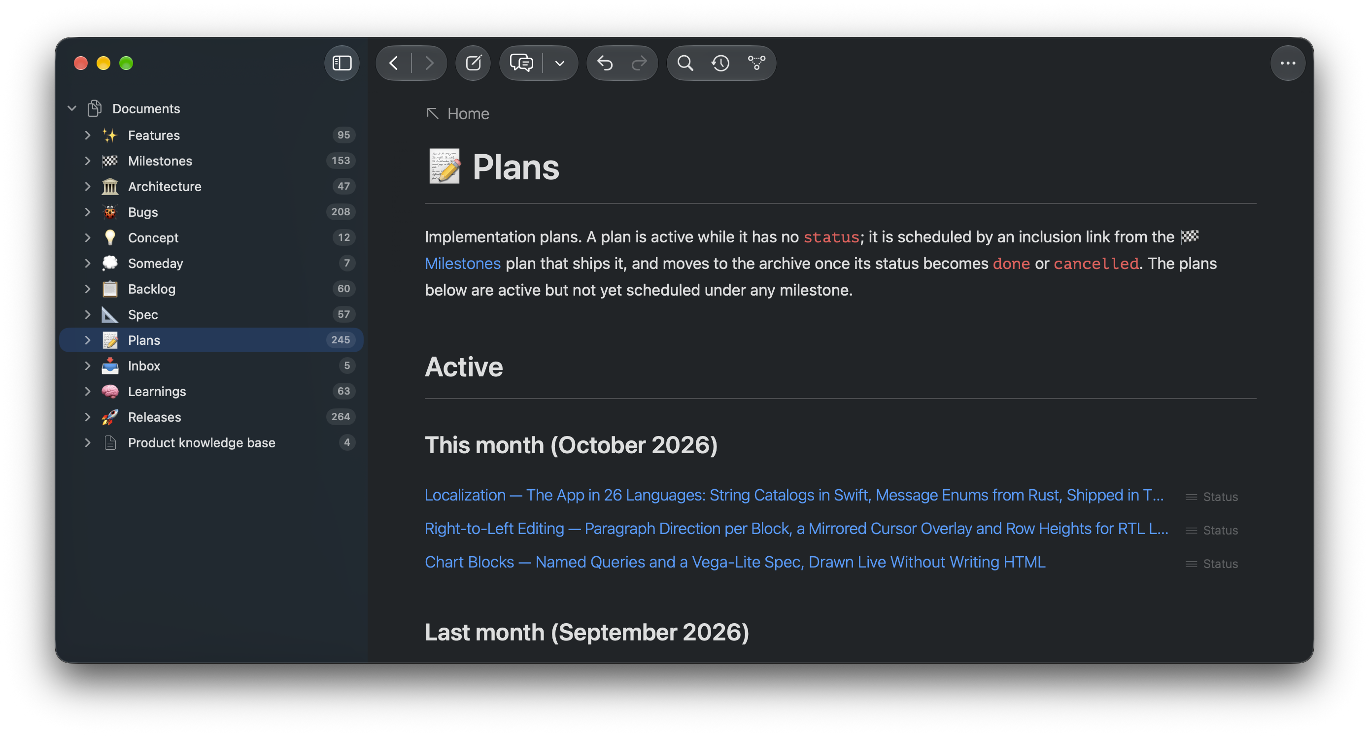 iWe for Mac showing project plans and connected documents