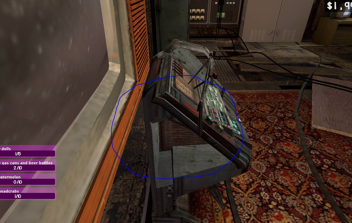 An image of the map selector console from the left hand side. Pressing E while looking at the body of the console has a much higher chance of successfully activating it at this time. 