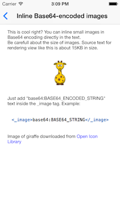 FTCoreText inlined Base64-encoded images example screenshot