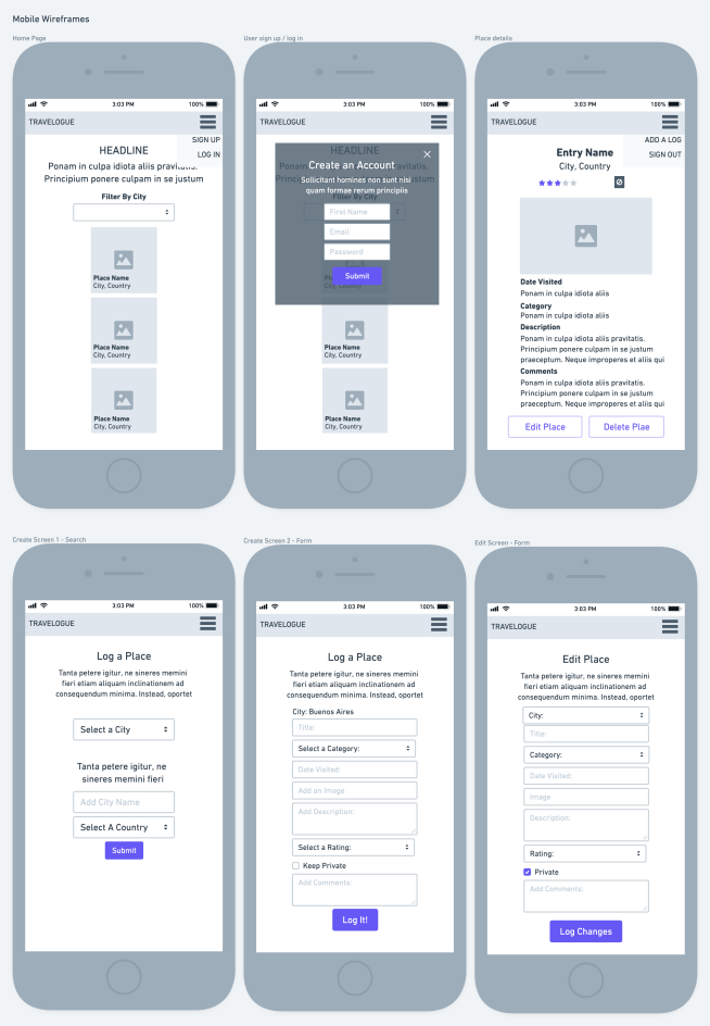 Mobile Wireframes