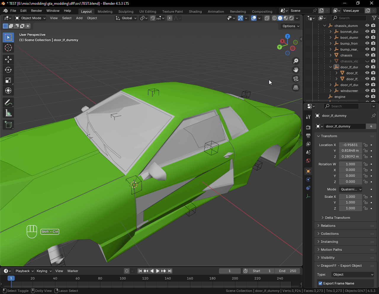 Select geometry objects and empty