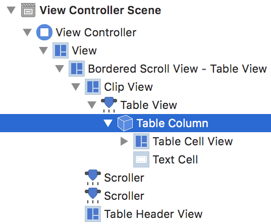 Selecting the table view