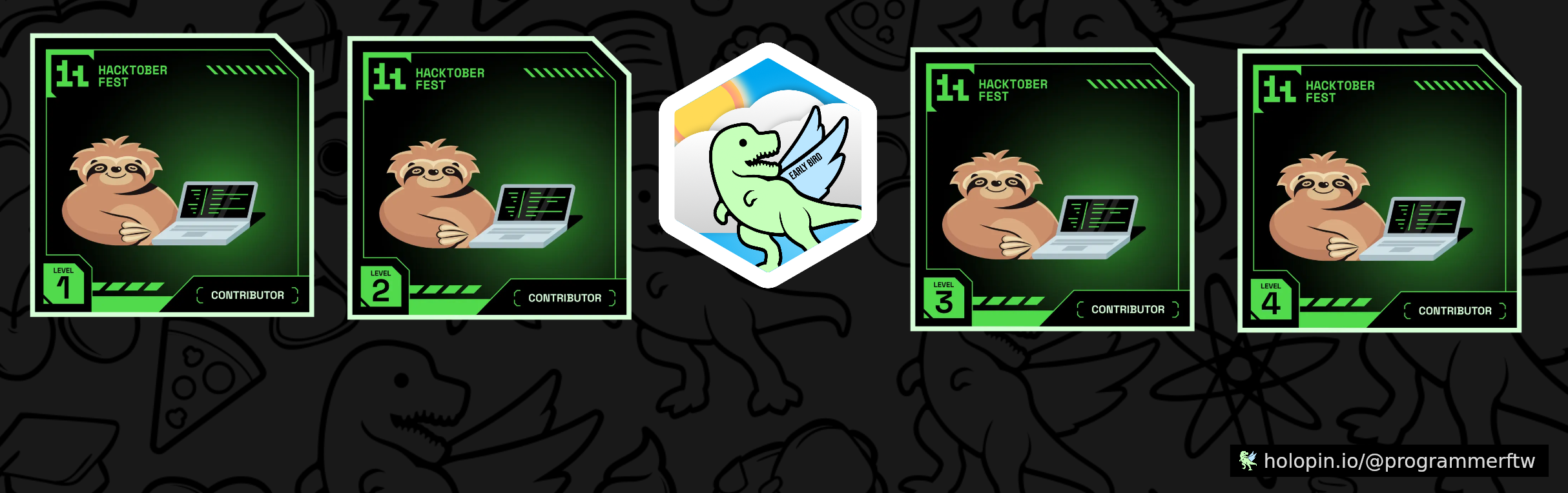 An image of @programmerftw's Holopin badges, which is a link to view their full Holopin profile