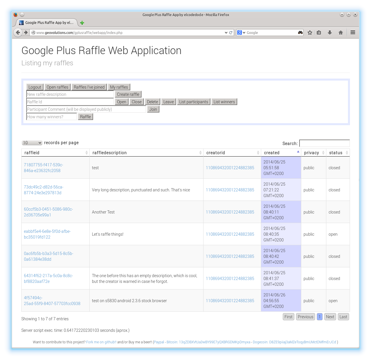 Test site snapshot