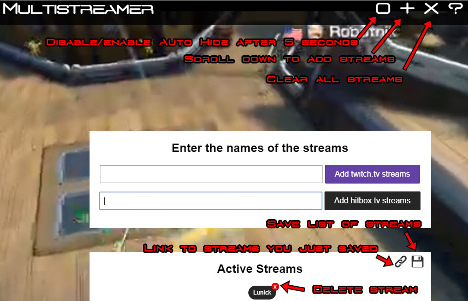 Instructions on using the front end of the Multistream