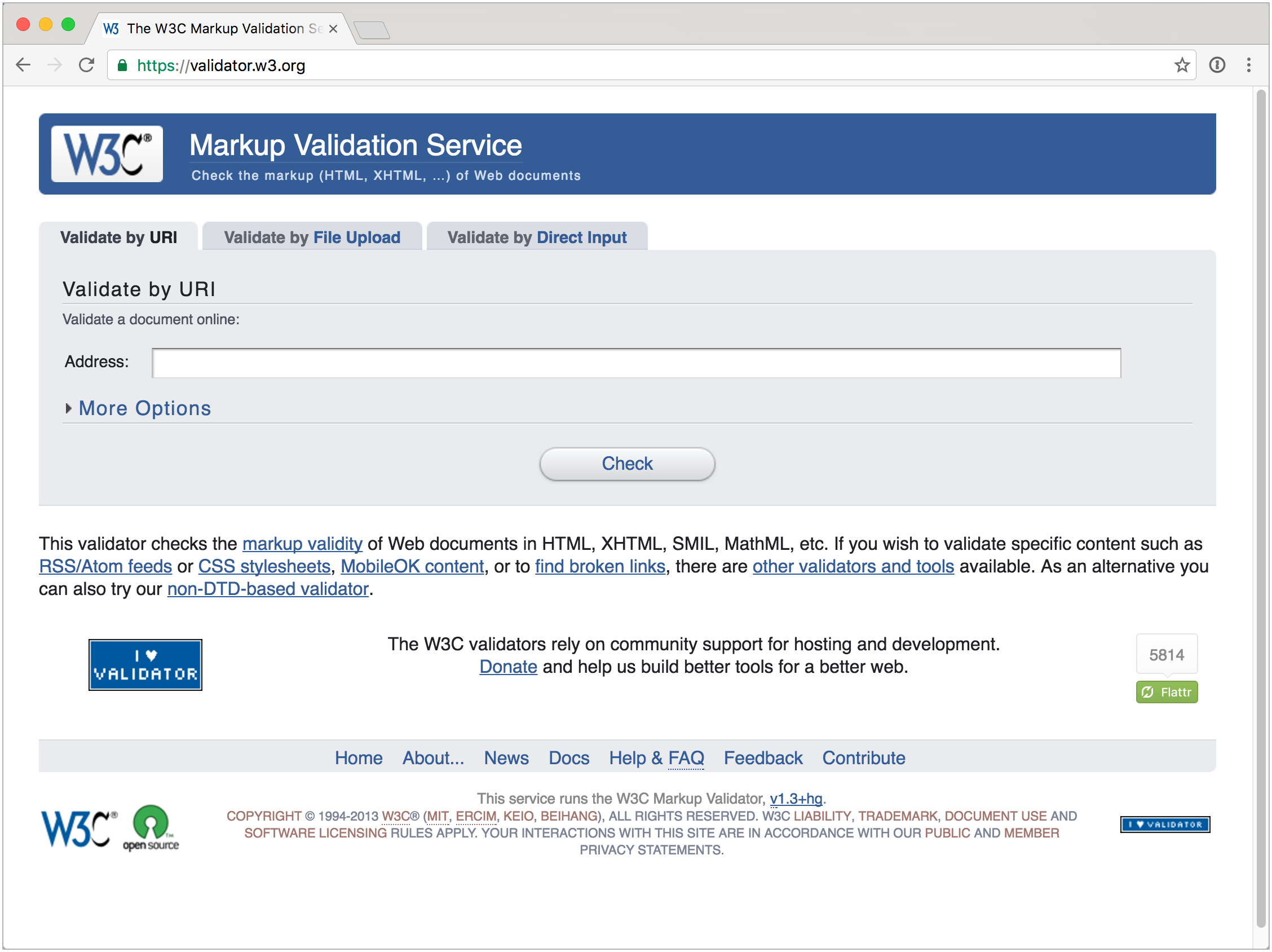 W3C Validator home page