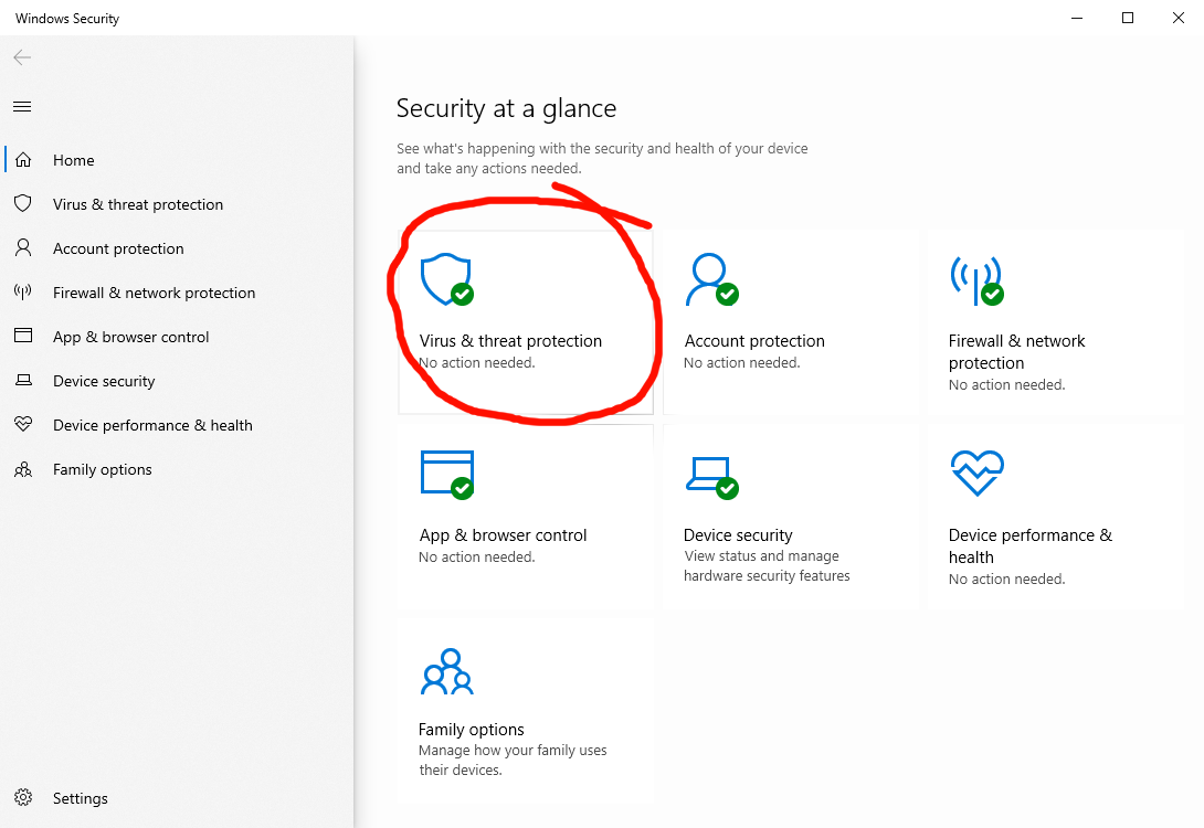 Select "Virus & Threat protection"