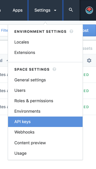 API settings for API Key