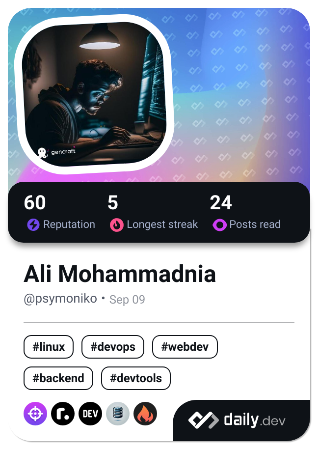 Ali Mohammadnia's Dev Card