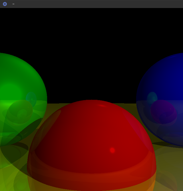 Three spheres rendered using basic-raytracer