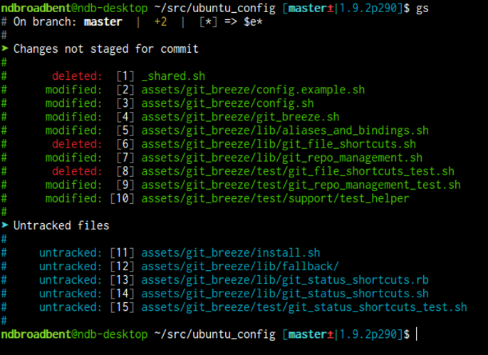 Git Status With Shortcuts