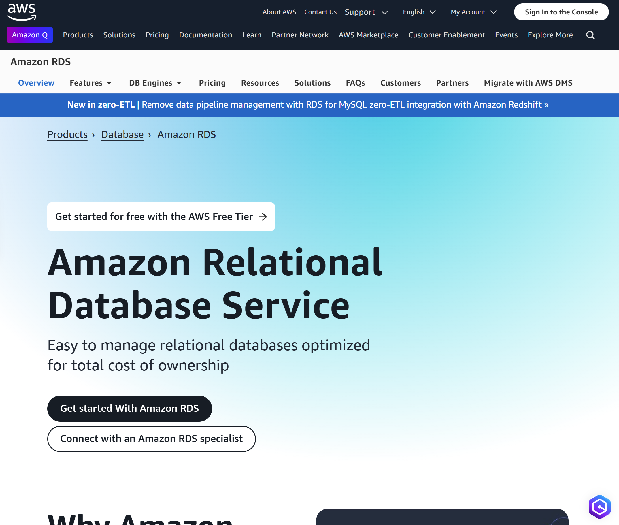 Amazon RDS Website.