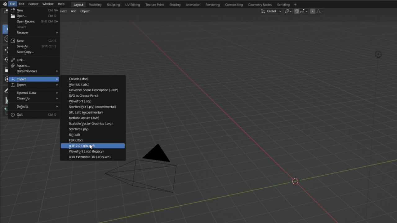 importing the model in blender