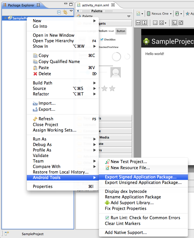 Export Signed Application Package