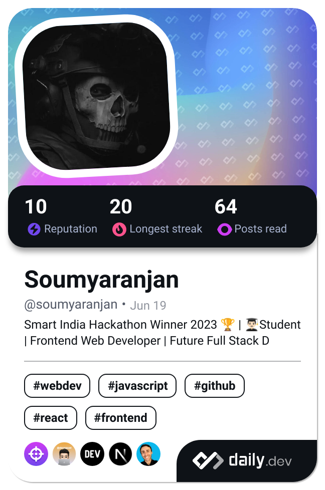 Soumyaranjan's Dev Card