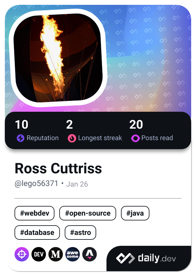 Ross Cuttriss's Dev Card