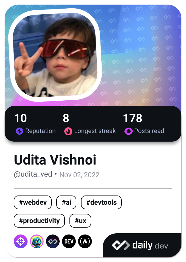 Udita Vishnoi's Dev Card