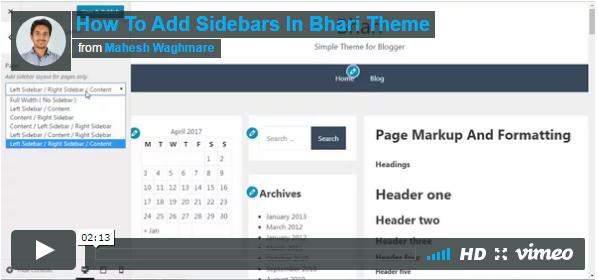 How To Add Sidebar In Bhari Theme
