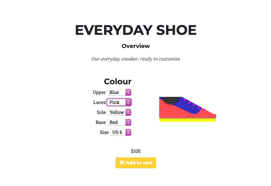 Prototype of everyday shoe customisation