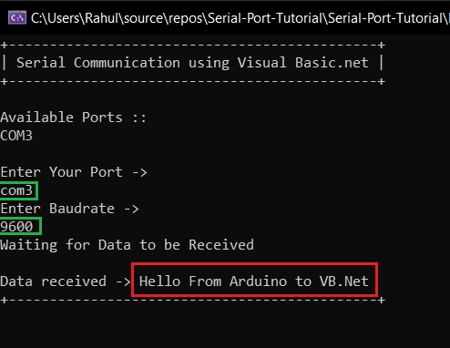 Reading data from Serial Port using vb.net